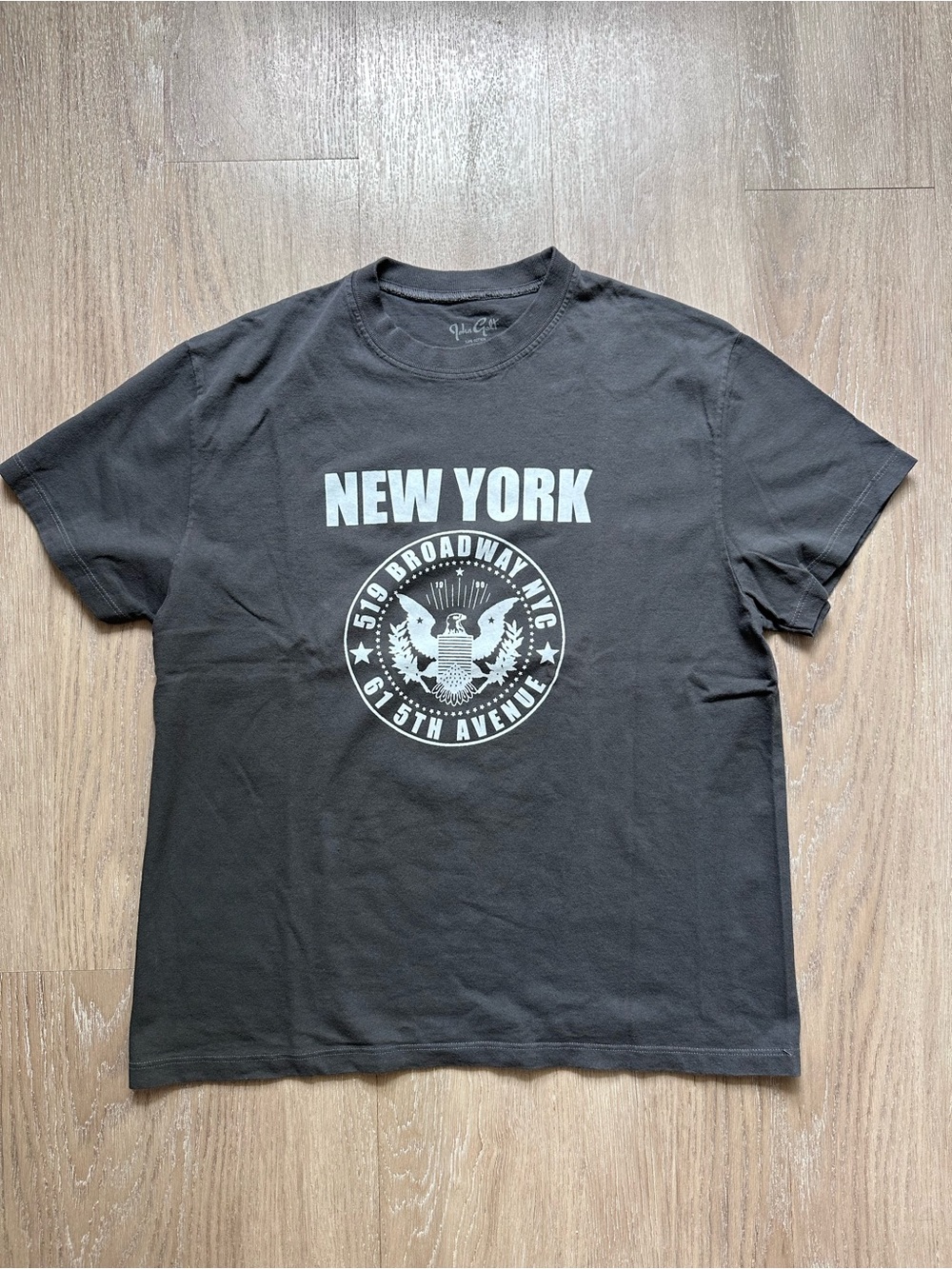 Brandy Melville Black Tee with White New York Graphic